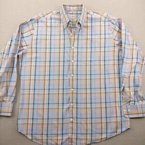 Peter Millar Dress Shirt Men Size XL Long Sleeve‎ Checkered Cotton Button Up